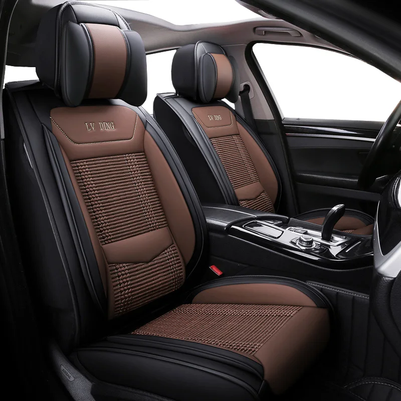 Новая Универсальная кожаная & ice silk автомобильные чехлы на сиденья машины для