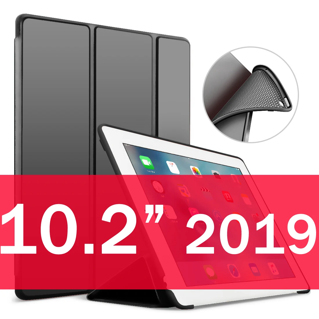 10.2 black Для iPad Air 2 Air 1 чехол 9,7 Funda силиконовый мягкий задний из искусственной кожи умный чехол для iPad 6го поколения Чехол 10," - Цвет: 10.2 black