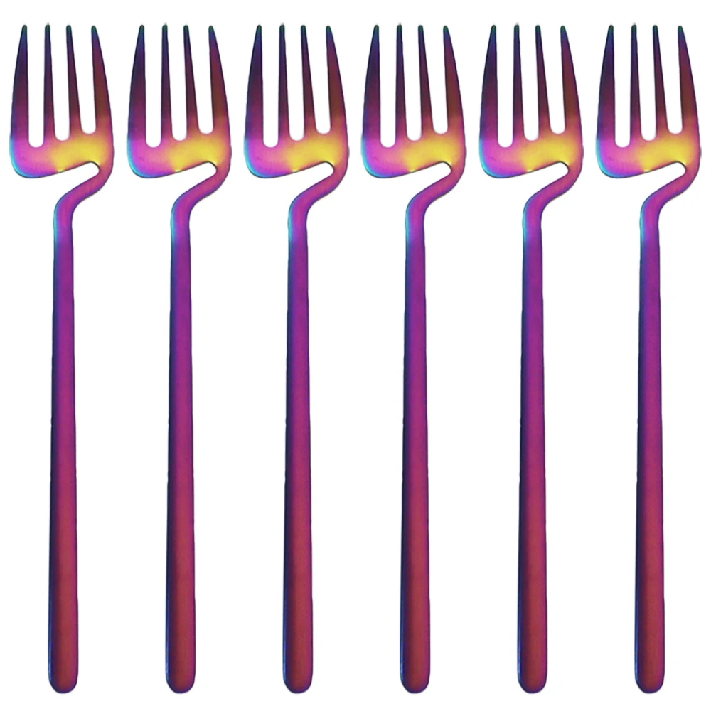 

Цвета 304 нержавеющая сталь 6 шт./компл. обеденная вилка с длинной ручкой матовая Корейская Радужная вилка для кухни вечерние столовые прибор...