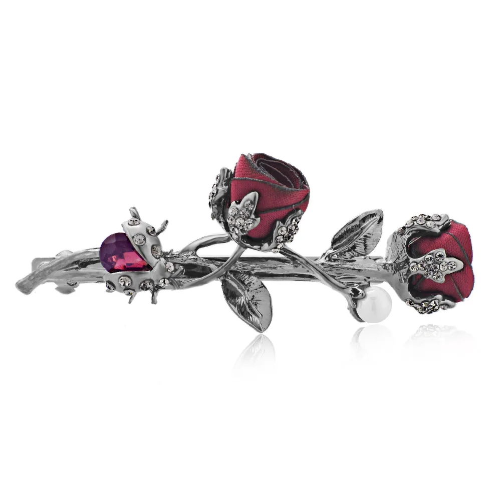 Новое поступление заколка Dormon стереоскопическая для волос с кристаллами розы