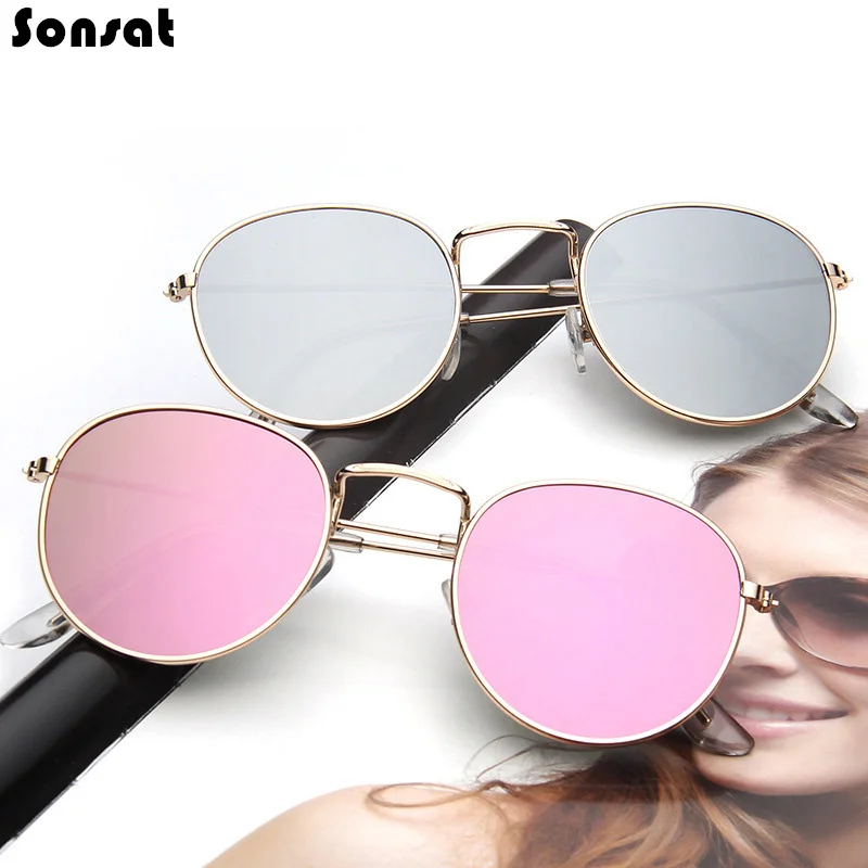 Солнцезащитные очки в круглой металлической оправе UV400 для мужчин и женщин |