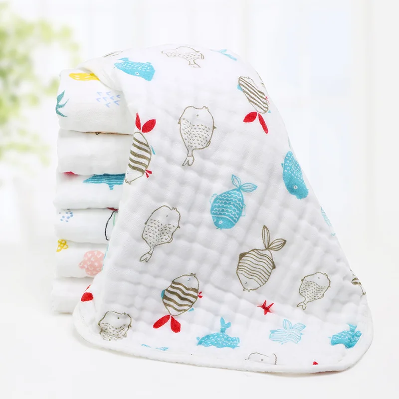 

5pcs/lot Baby Towels 30*70cm 6 layers Gauze Newborn Kid Bath Muslin Face Cloth Boy Girl Infant Cotton Face towel