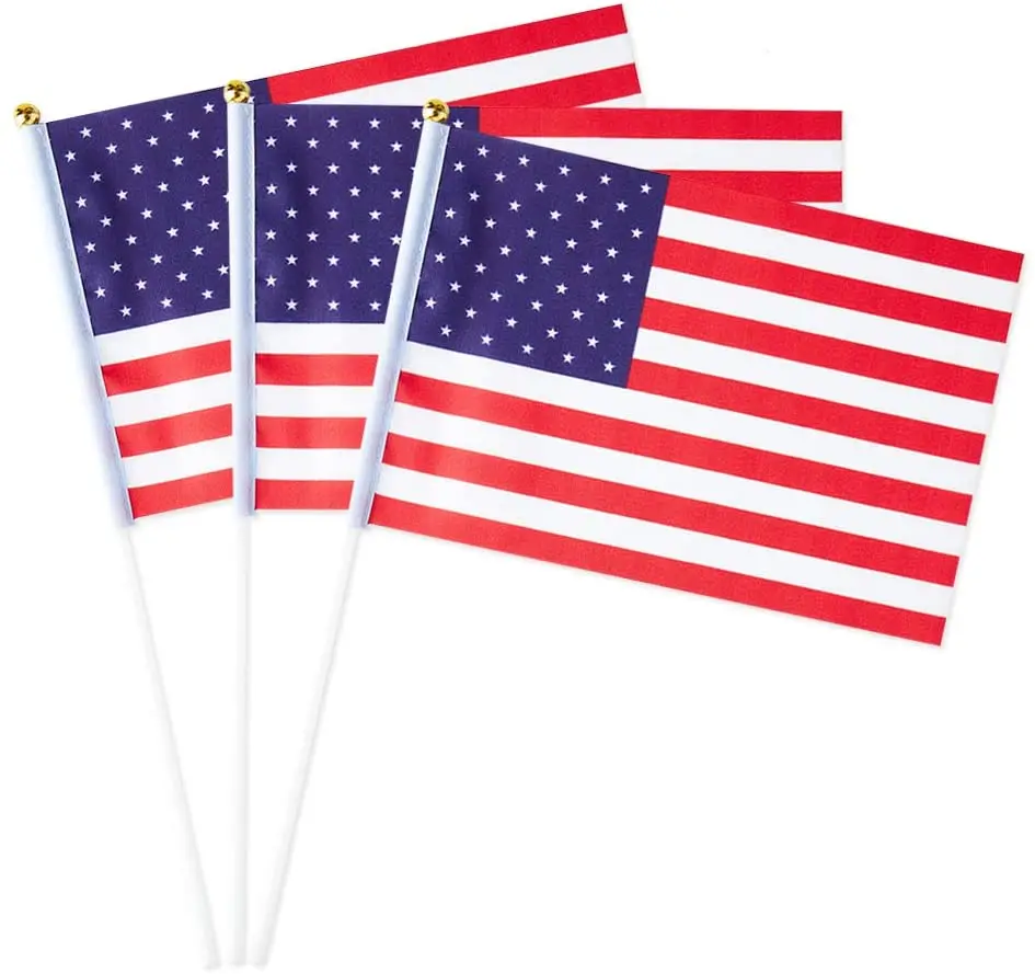 

100 pack USA Flags Japan Australia German Flag Small Stick Mini Hand Held Decorations for National Day World Cups