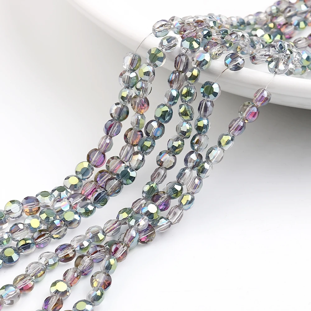 Прозрачные цветные чешские стеклянные плоские бусины красные 6 мм Кристальные