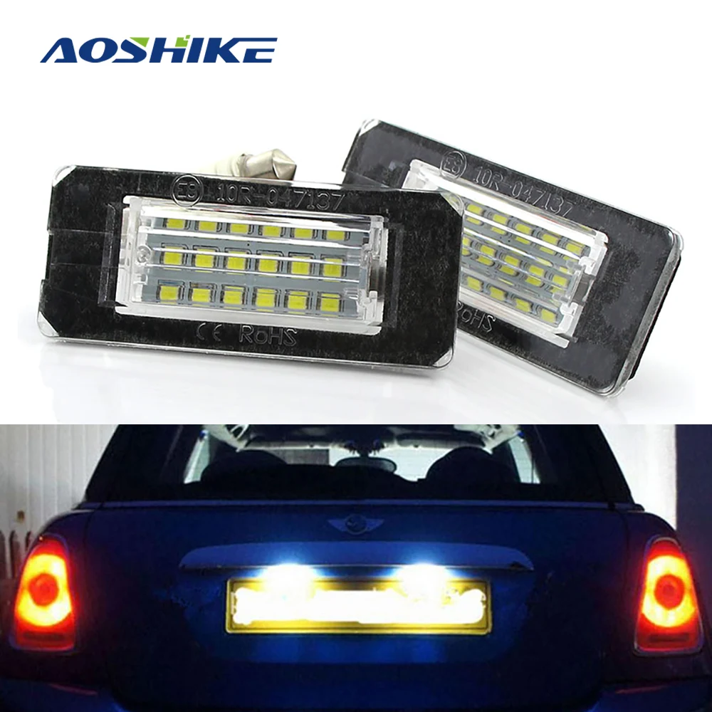 AOSHIKE 2 шт. белый 18SMD Автомобильный светодиодный светильник для номерного знака с бусинами для Mini Cooper R56 R57 R58 R59 автомобильный светильник без ошибок