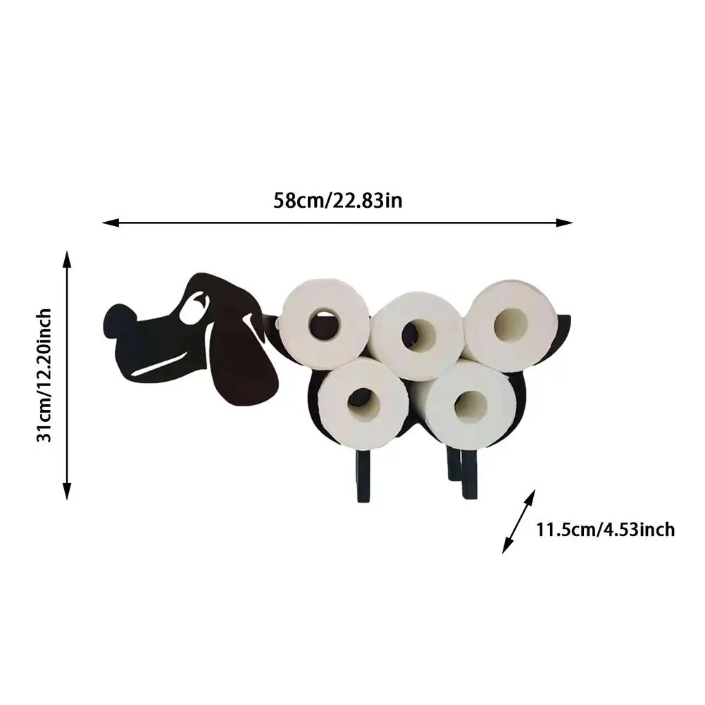 

Iron Dog Sheep Shape Roll Paper Holder Cute Animal Free Standing Toilet Paper Tissue Racks Home Bathroom Decor