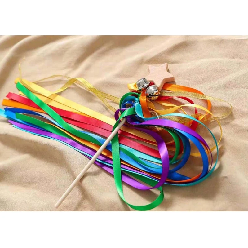 

DXAD Waldorf Hand Kite Set Rainbow Ribbon Sensory Toys Hand Bell Montessori Toys