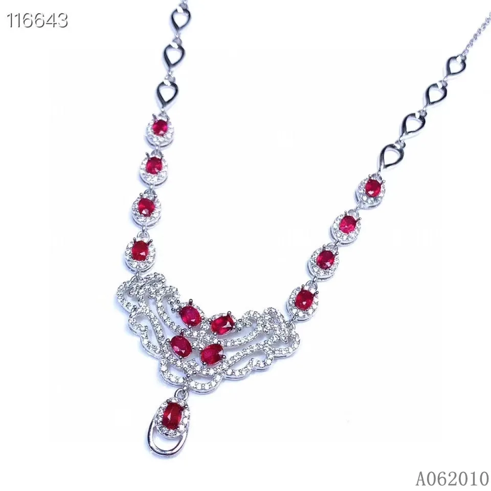 

KJJEAXCMY fine jewelry 925 Sterling Silver inlaid natural ruby fashion girl Pendant Necklace support test