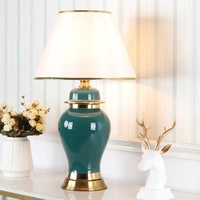 light luxury post modern simple ceramic table lamp european and american creative bedside living room bedroom golden model room