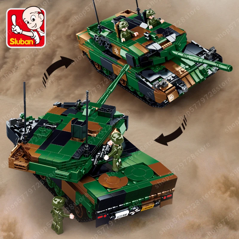 

New 766Pcs WW2 Army Military Leopard 2A5 MBT Tank Model Assembly Bricks Soldiers Building Block Set Educational Toy for Children