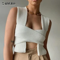 knitted crop sweater women 2021 sexy sleeveless summer fashion vest casual jumper crop tank top female pullover y2k womens vest