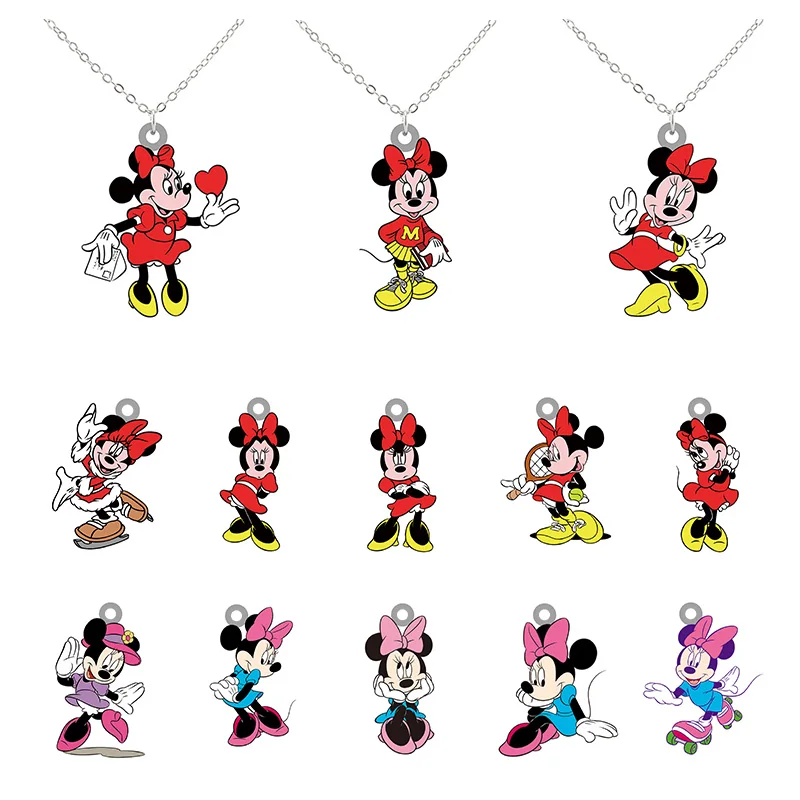 

Disney Fashion Trend Minnie Head Funny Play Shape Pattern Epoxy Resin Necklace Cartoon Animation Pendant Accessories Necklace