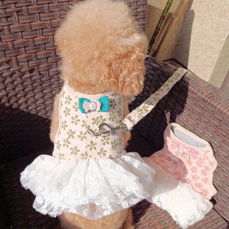 

Роскошное дизайнерское платье-жилет на бретельках для собак с юбкой-пачкой весна лето осень поводок для домашних животных для улицы Чихуах...