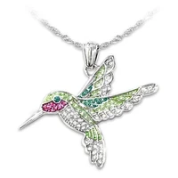 trendy animal hummingbird shape pendant necklace womens necklace fashion metal crystal inlaid pendant accessories party jewelry