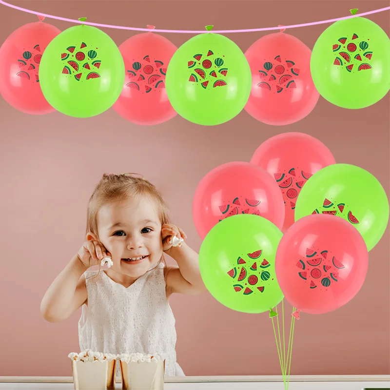 10Pcs 12inch Watermelon Helium Balloons Cartoon Fruit Balloon for Summer Themed Birthday Party Decoration Baby Shower Supplies