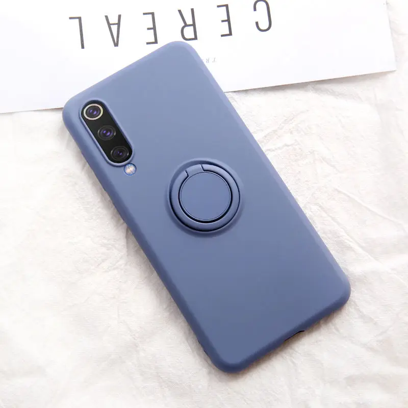 Gray Мягкий силиконовый чехол, чехол для Xiaomi mi 9 SE mi 9 Red mi K20 Pro 9 T, металлическое кольцо-держатель для телефона, силиконовый чехол на Xiaomi mi 9 SE, чехол 9SE - Цвет: Gray