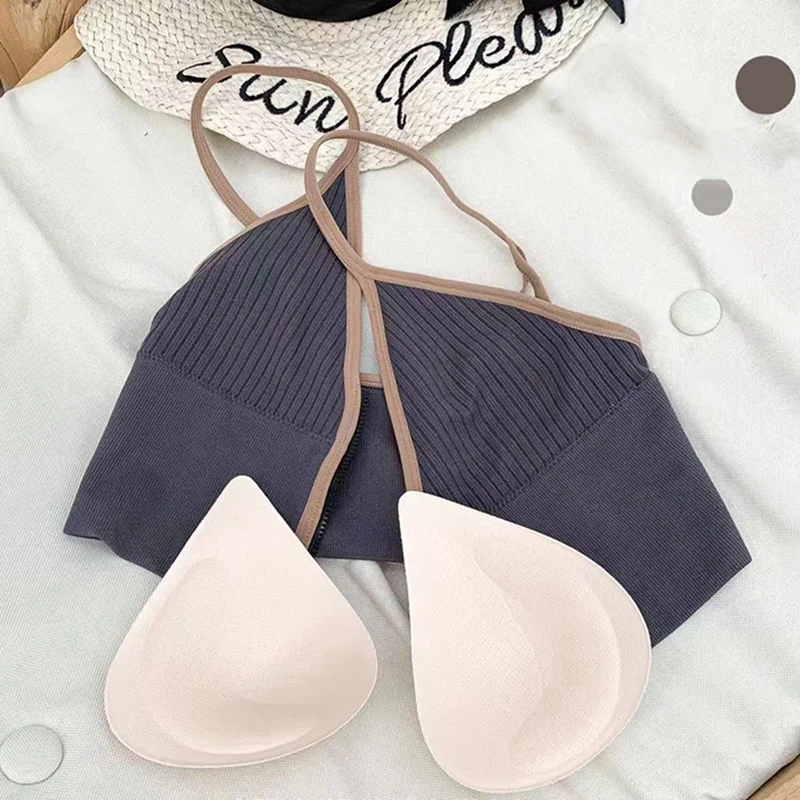 

Women Deep V Zipper Push Up Sports Bras Tube Top Vest Breathable Yoga Underwear