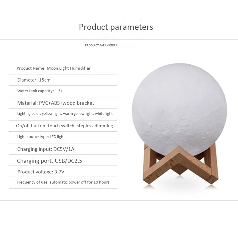 

Humidifier USB Press Home Moon Light Humidifier Large Capacity Desktop 1500ML Night Light Humidifier