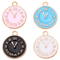 20pcslot lovely clock enamel alloy pendant black blue white pink fun charms for diy bracelet jewelry making supplies wholesale