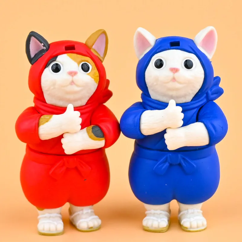 

Genuine Japan Anime Gashapon Cute Animal Doll Ninja Cat Ornament Model Capsule Toys Mini Cartoon Cat Figurine Toys Kids Gift