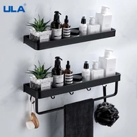 ula black bathroom shelf 30405060 cm kitchen wall shelf shower holder storage rack towel bar robe hooks bathroom accessories