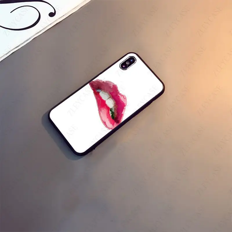 graffiti girl lips black soft phone case for iphone x xs xr xsmax 11 11pro max 5s se 2020 6splus 12pro max 7 8plus case cover free global shipping