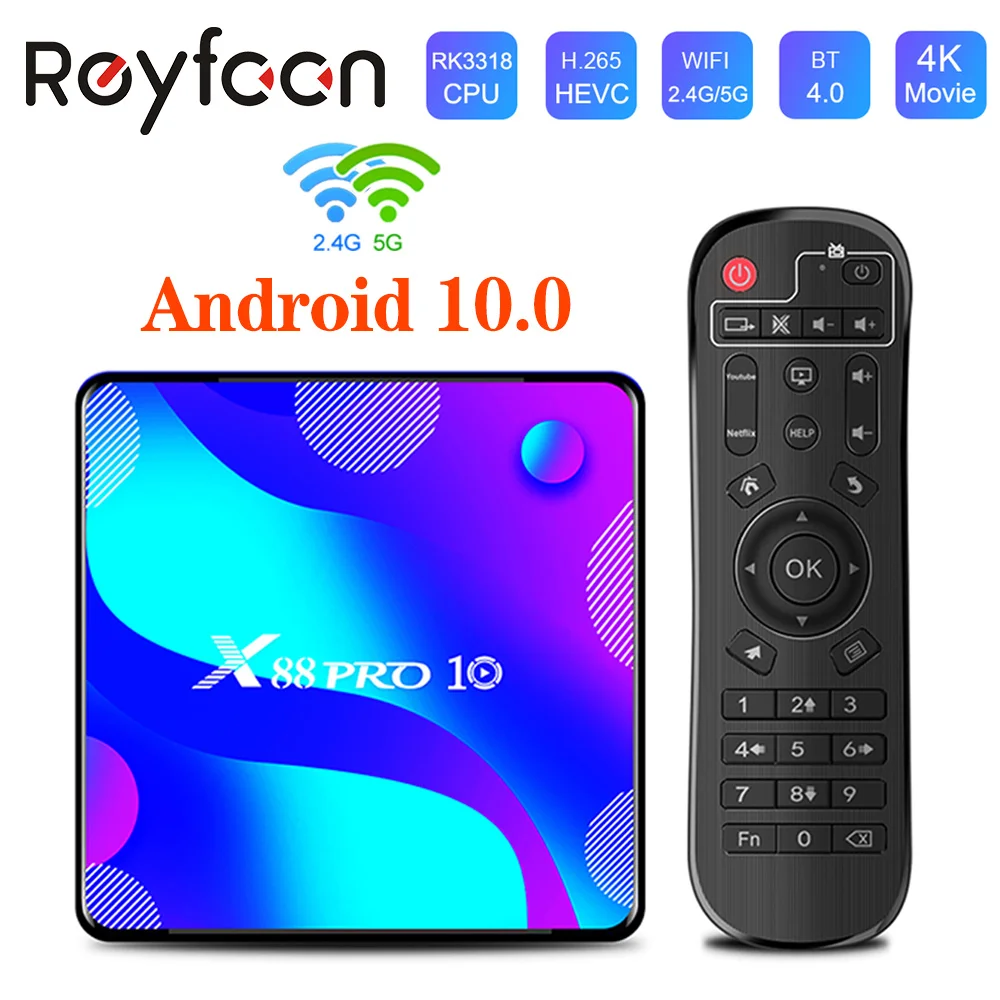 ТВ Box Android 10 X88 PRO 4G 64 Гб оперативной памяти 32 встроенной с двумя камерами процессор