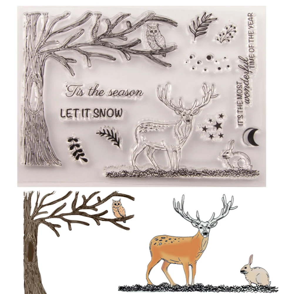 

New 2020 Metal Cutting Dies and Scrapbooking For Paper Making Christmas Deer Owl Rabbit Embossing Frame Card Craft Clear Stamp