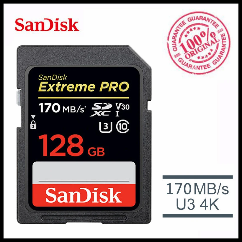 Двойной Флеш накопитель SanDisk 128 ГБ sd карта Extreme Pro флэш памяти U3/U1 32 Гб 64 256