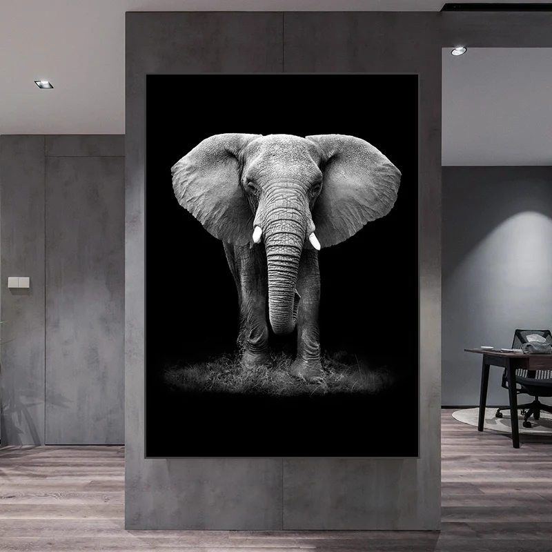 

Retro African Elephant Baby Elephant Animal Entrance Prints Poster Black and White Canvas Art Wall Decorative Picture Home Decor
