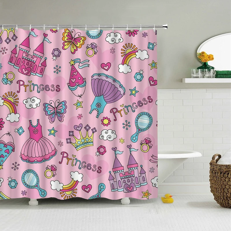 

3d Shower Curtains Cartoon lovely Bathroom Waterproof Bathroom Curtains Child Polyester Fabric Printed Bath Screen Mat