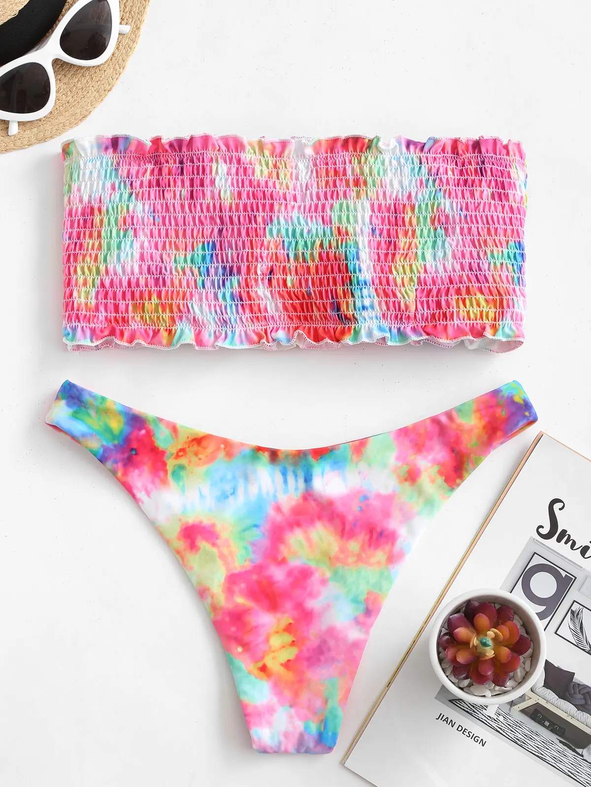 Женский купальник-бикини со съемными вставками без бретелек | Женская одежда