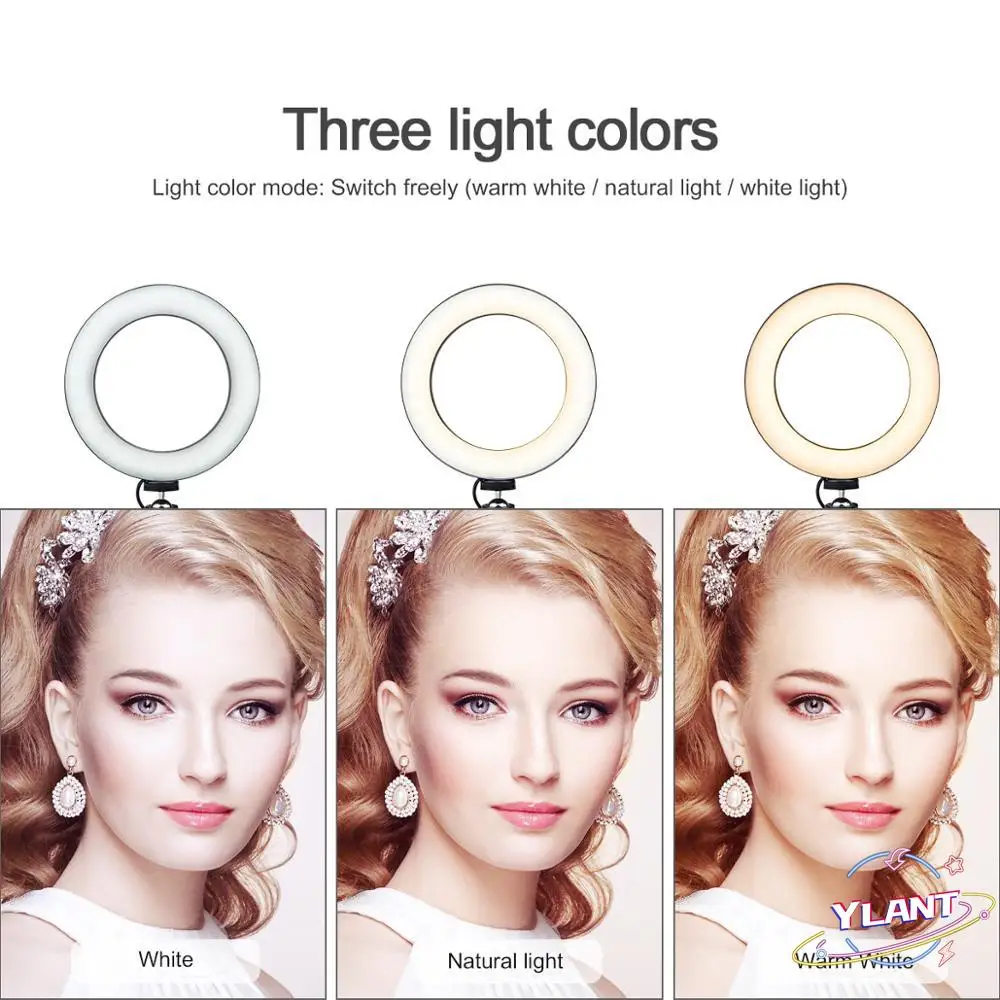 

Cellphone Photography Lighting With Tripod For YouTube Makeup Video Live Studio Light Novelty USB Dimmable LED Selfie Ring Light