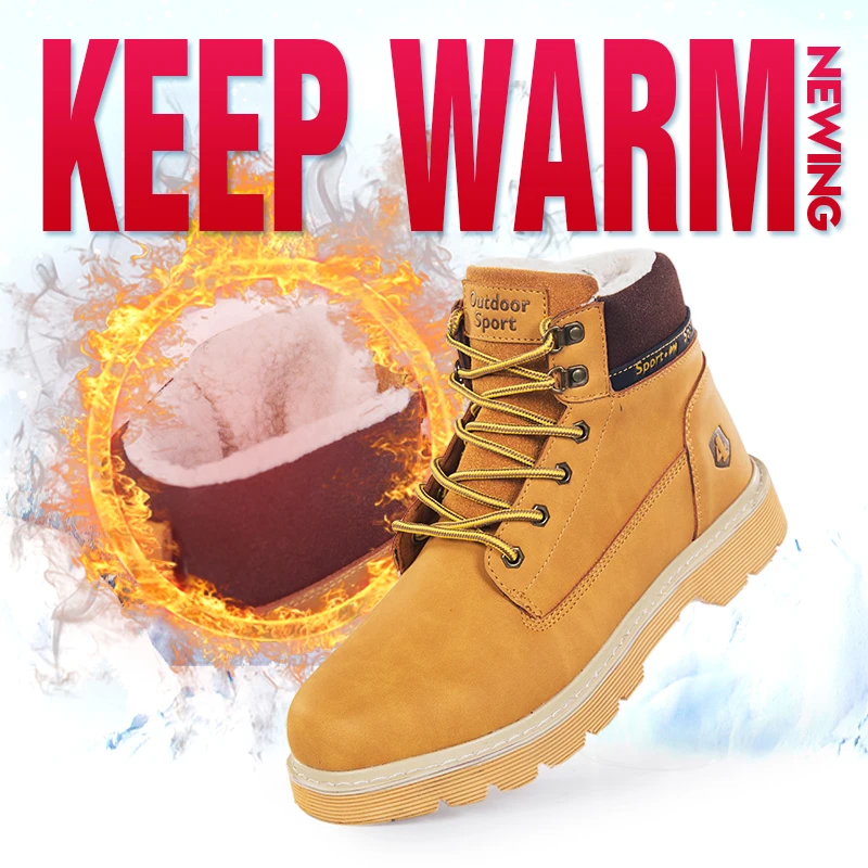 

New Brand Men Winter Snow Boots Waterproof Leather Sneakers Super Warm Men High Quality Outdoor Male Hiking Boots Work Shoes