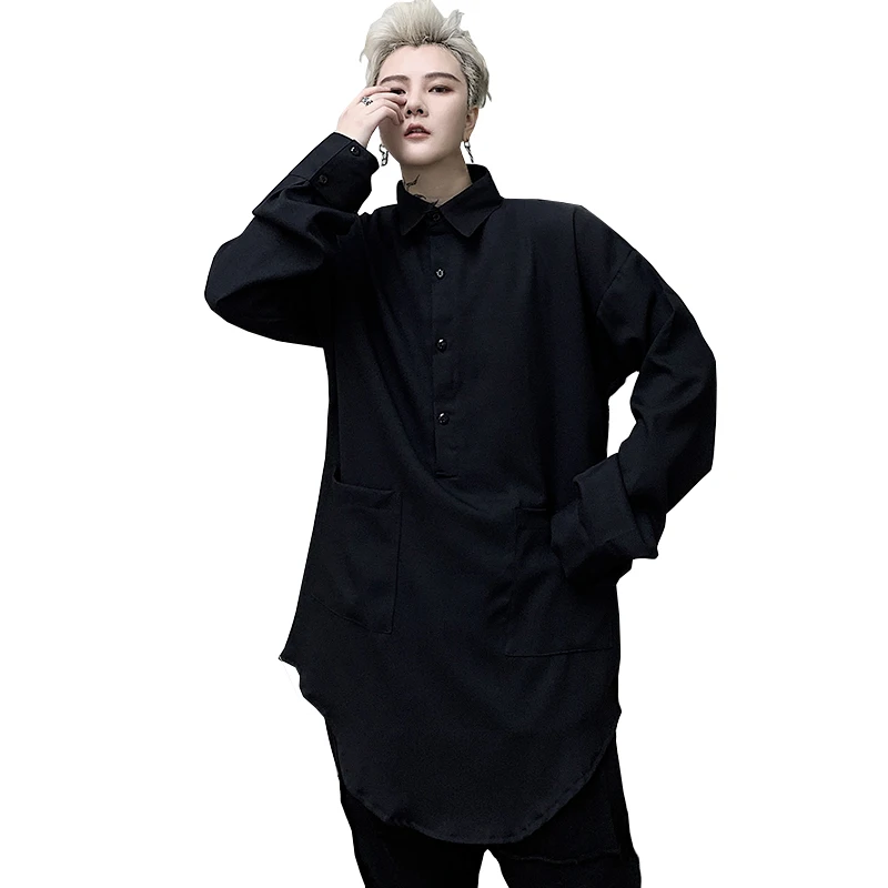 Мужской Повседневный пуловер с длинными рукавами уличная рубашка в японском