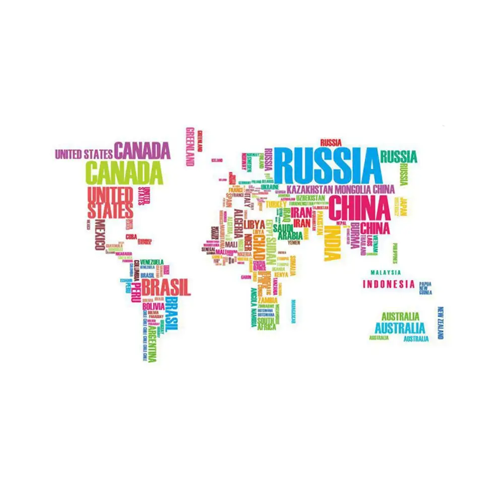 3D Цветные/черные/белые буквы комбинированная карта мира настенные Стикеры декор