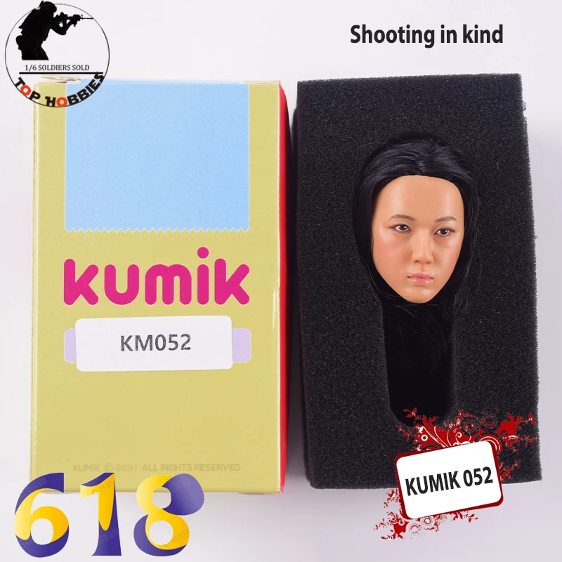 1:6 весы 1/6 аксессуары 052 KUMIK женская голова скульптура Корея черные волосы