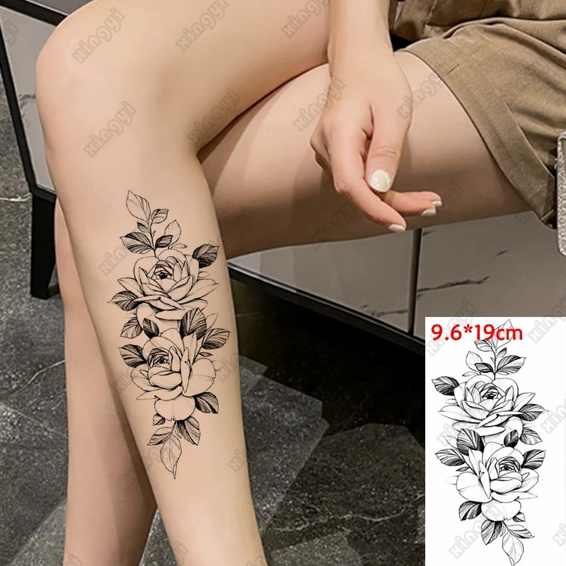 Водостойкая Временная тату-наклейка змея лотос цветы женский макияж эскиз