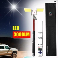12v adjustable telescopic led fishing rod outdoor lantern light remote control camping hiking bbq travel lamp road 3 75m