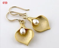 s925 silver flower pearl earrings european and american fashion creative ladies petal earrings