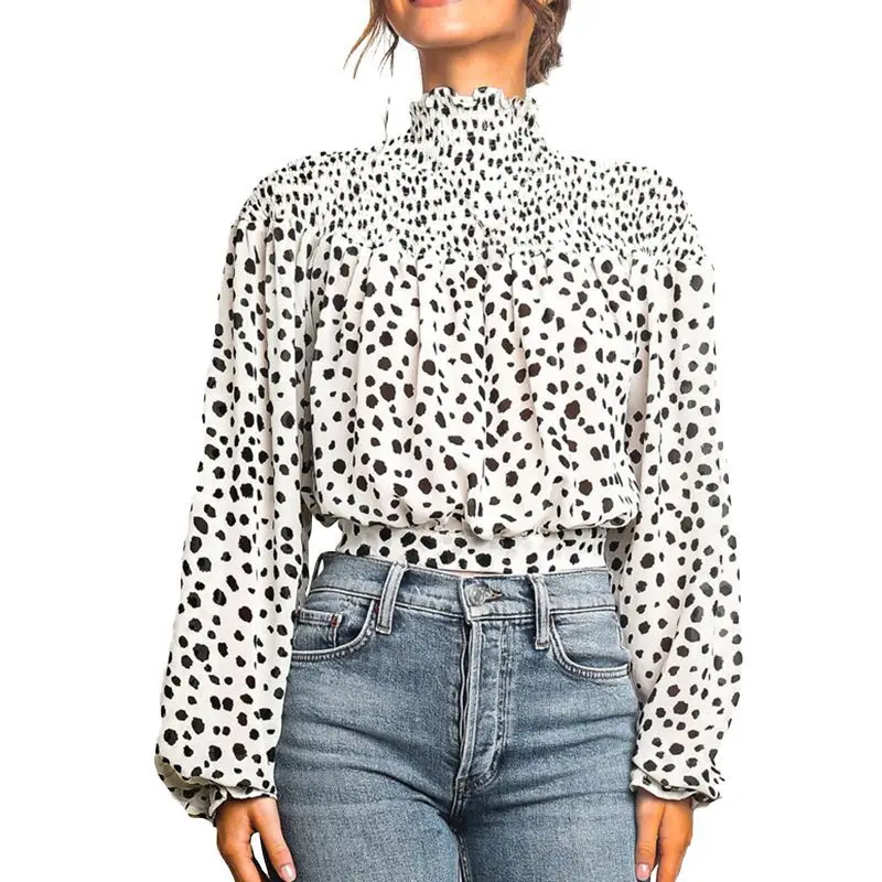 Женская блузка с оборками и цветочным принтом Повседневная Свободная рукавами