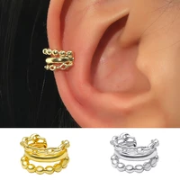 korean fashion multi layer chain ear clip without hole design simple personality gold color silver party jewelry gifts