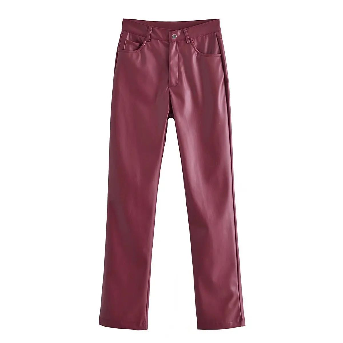

2021 New Women's Winter Pu Women's Pants Simple Style Street Fashion Imitation Leather Straight Pants