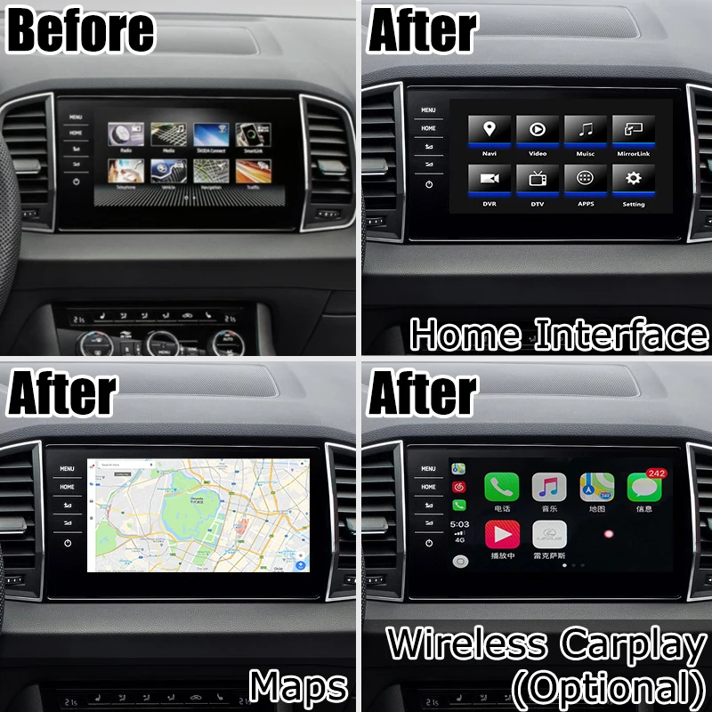 Интерфейс Android / carplay для Skoda Karoq Kodiaq MIB MIB2 discover pro 6 5 8 9 2 &quotвидеоинтерфейс android от