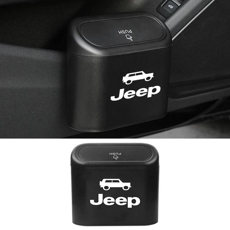 

Car Trash Bin Storage Box Black Abs Square Pressing Type Trash Can for Jeep Renegade 2016 2017 2018 2019 Cherokee Compass Gadget