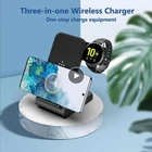 3 в 1 Многофункциональное Беспроводное зарядное устройство для Мобильный телефон Samsung часы Samsung Galaxy Магнитная Зарядная база 15 Вт QI портативный