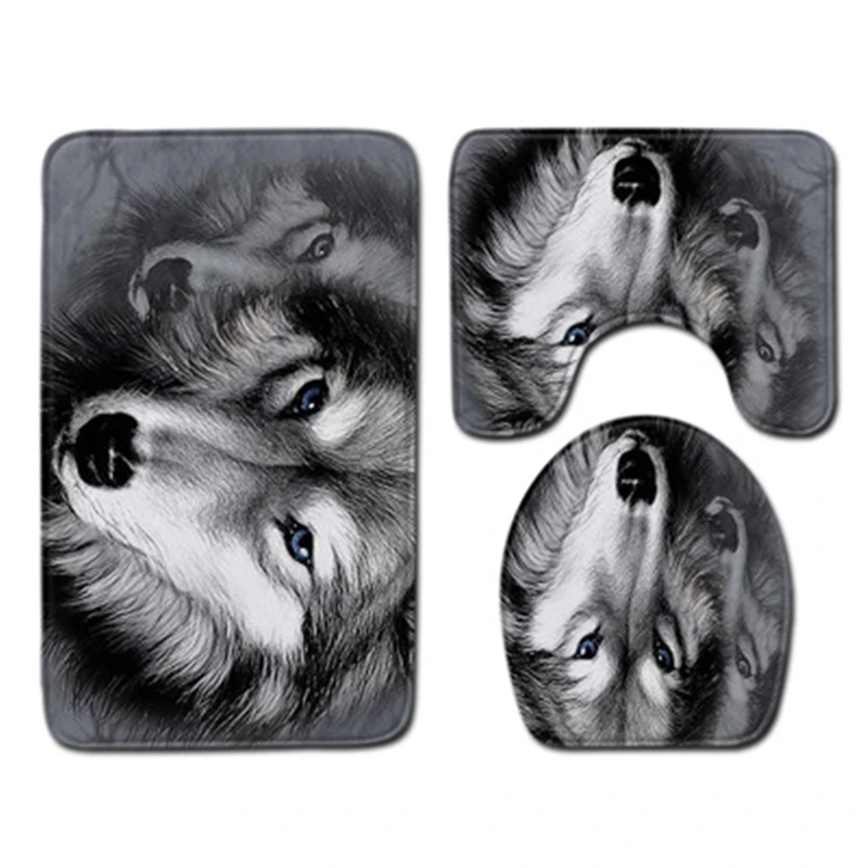 Мультяшный собачий коврик для ванной фланелевый Противоскользящий унитаза