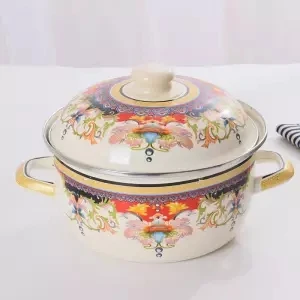 Эмалированный горшок толстый эмалированный суп горшок с плоским дном котелок для тушения тушеная газовая плита универсальная керамическая сковорода Wok Изолированная - Цвет: 20cm 2.0L