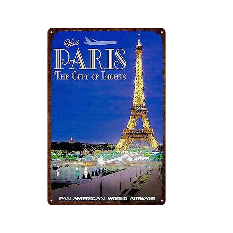 

Beautiful City London Paris View Metal Tin Sign Signage for Home Bedroom Wall Sign DIY Creative Decoration Plaque 12*8 Inch