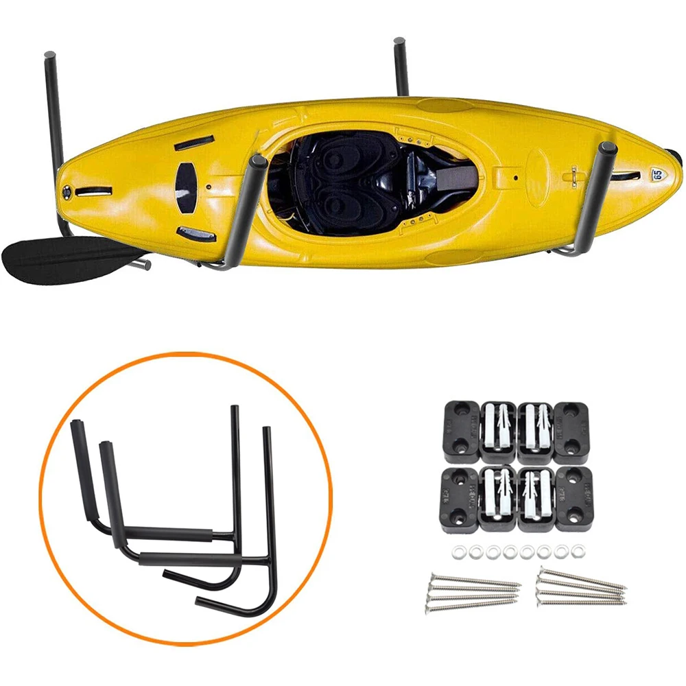 

1set Kayak Rack Set Wall Mounted Garage Heavy Duty Max Load 100lbs Hanging Storage Bracket Kit for Canoe Board Surfboard